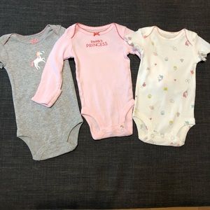 3 NEW newborn girl onesies